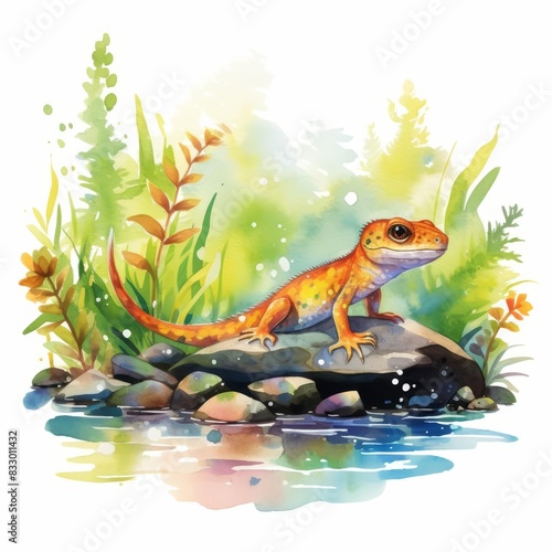 A watercolor of a newt