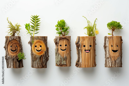 He tree/plant emojis represent living plants, but wood has a separate place in human society from living plants