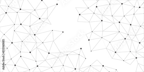 Abstract geometric background with connecting dots and lines with low poly triangle shapes. Polygonal Mesh Background Vector design digital technology concept Global network connection data structure.