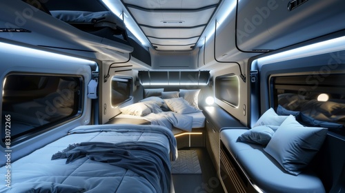 Privacy and comfort for a relaxing night's sleep in a luxury van.