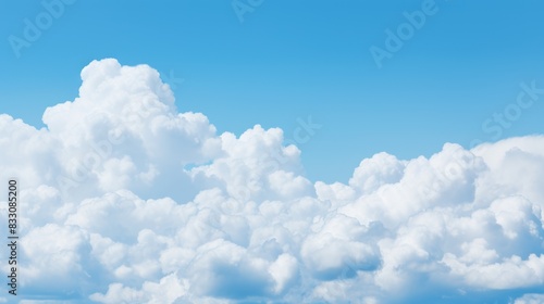 white clouds against clear blue background, copy space 