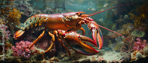 American lobster in a diverse marine habitat