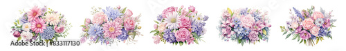 colorful flower bouquet illustration set