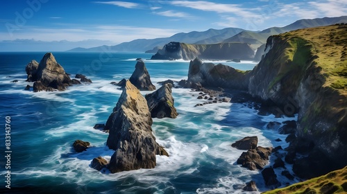 Coastline of New Zealand with some amazing rock in the ocean beautiful nature of New Zealand 