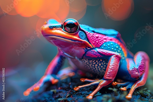 a frog with neon effects
