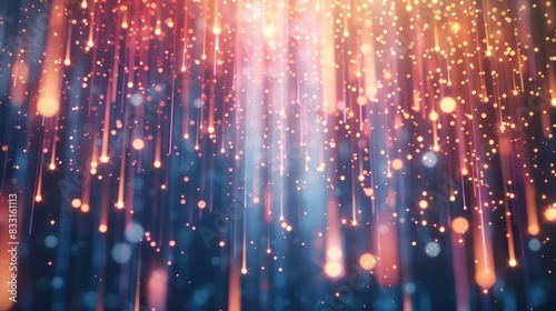 Create a visually striking image of a modern template adorned with radiant lights and dynamic falling star particles, capturing the attention of viewers and adding a touch of magic.