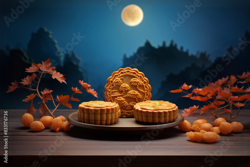 Mooncakes and full moon, Mid-Autumn Day in China