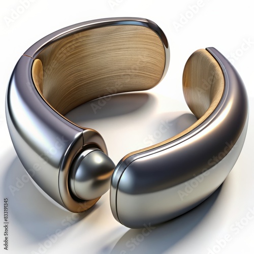 3D Render of a Modern Cuff Bracelet, on isolated white background, Generative AI