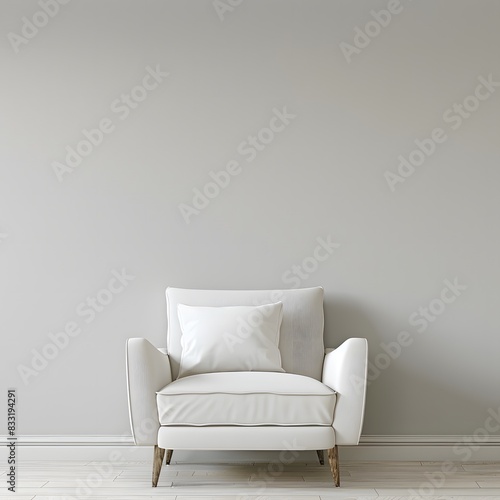 white leather armchair set against an empty white color wall