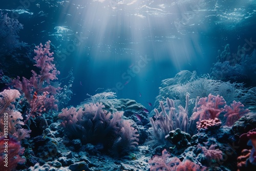 beautiful Coral Reef underwater with fish, underwater travel , underwater world