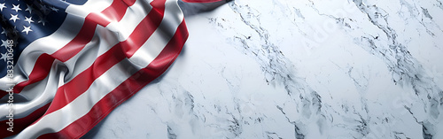 An image of a close up of a flag on a marble surface national pride symbolism on white background 
