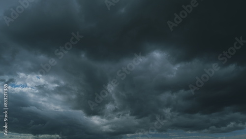 Magic Dark Grey Storm Clouds. Fluffy Gray Clouds To Dark Rain Clouds. Rainy Dark Clouds In Horizon.