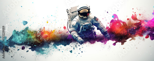 Astronaut Painting With Paint Splatters