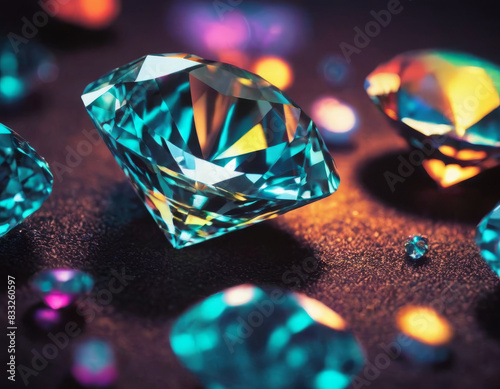 Il diamante, perfettamente tagliato, è posizionato su una superficie di velluto nero, esaltando la sua purezza e brillantezza.