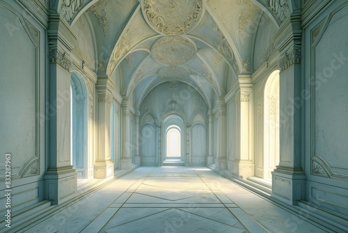 Castle architecture building corridor.