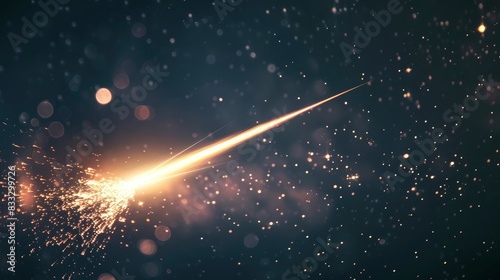  A shooting star streaking across the night sky, Small-scale bokeh photography, which sparkles in the sunlight, Extraordinarily high quality, a radiant beam flashes through the cosmos