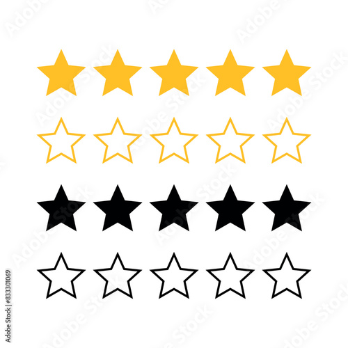 Review Stars Filled Outline Black And Yellow