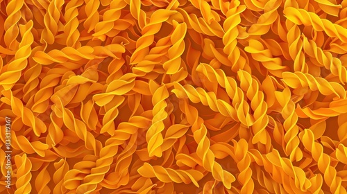 A pattern of uncooked fusilli pasta.