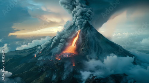 天空を焦がす：火山の壮麗な噴火