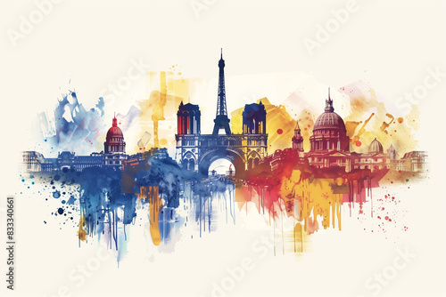 Abstract Paris Skyline Illustration