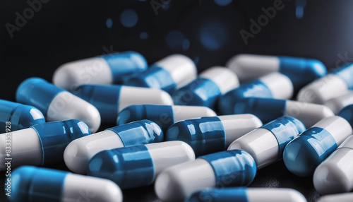 Medical pills with selected focus background