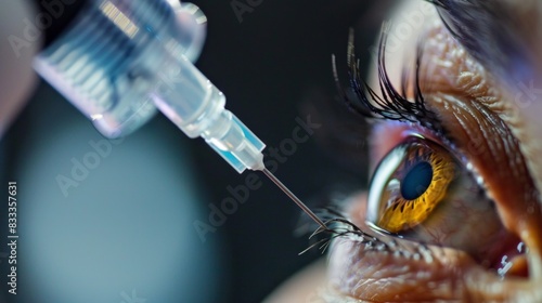 Syringe injecting liquid medicine into the face 