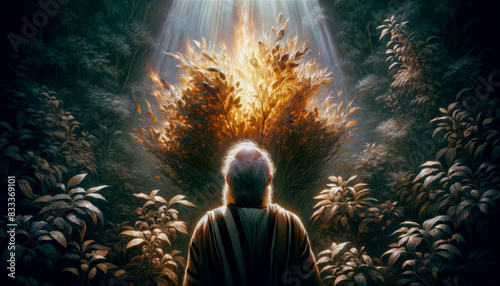 The Burning Bush On Mount Sinai: Moses encounters God's presence and receives his divine mission.