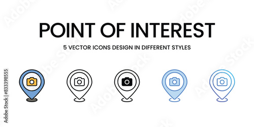 Point Of Interest icons vector set stock illustration.