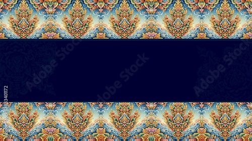 Luxury Thai pattern blue background vector illustration. Lai Thai element pattern. Dark purple theme 