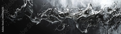 Abstract black and white smoke swirling in the dark, creating a mysterious and ethereal atmosphere.