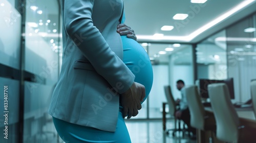 A pregnant woman in the office.