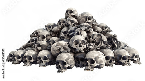 pile of skulls isolated on white background