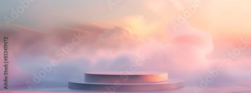 Pink cloudscape with a platform