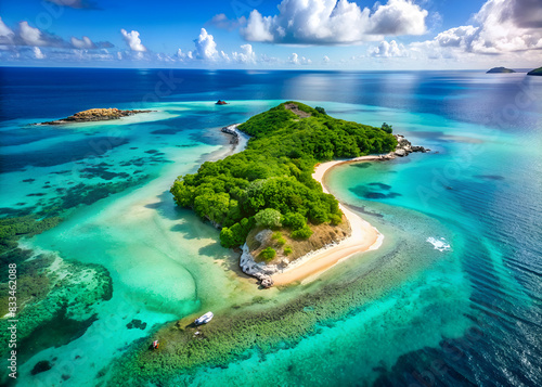 beautiful aerial view of seychelles island