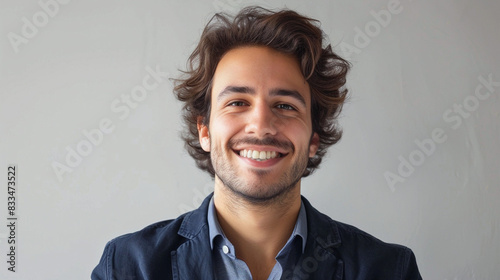Portrait Of An Isolated Employee Man Smiling Brightly, Exuding Confidence And Readiness To Be Recruited Or Hired - Perfect For Job Recruitment Ads Or Career-Related Content