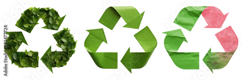 green recycle symbol icon set