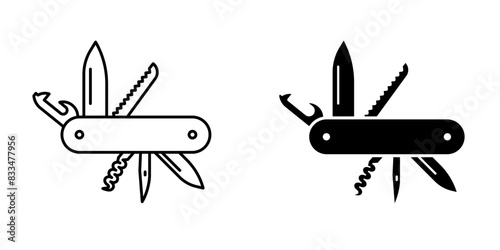 Swiss knife icon. Pocket knife vector illustration. Multi tool symbol.