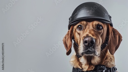 Canine Knight: Dog With Helmet on Head