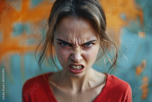 Portrait of an angry young woman