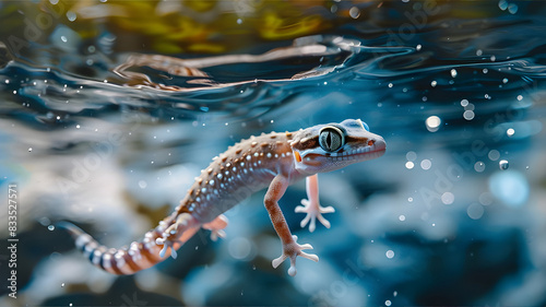 Gecko triton swims in the water, generation ai