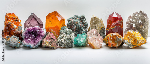 Collection of raw and polished minerals