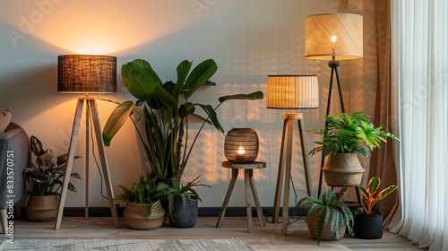 A variety of fashionable floor lamps in various styles and designs. Each lamp stands out with its unique design and character, creating visual richness and inspiring arrangements.