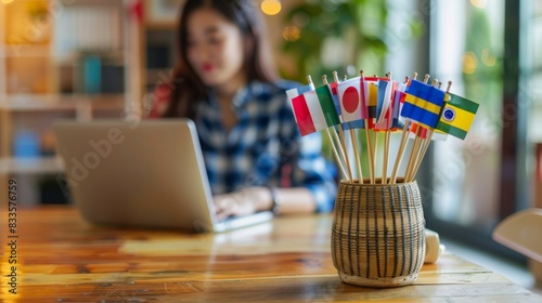 The basket with flags