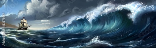 Transparent Water Wave against Blue Ocean Background