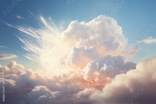 Awe-inspiring and majestic cloudscape at sunset, casting ethereal and tranquil glow over expansive and serene skyscape