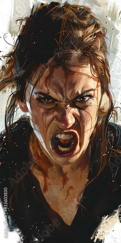 Portrait of a screaming woman