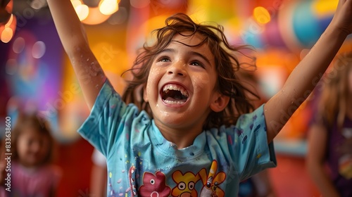 Children's Excitement at a Vibrant Matinee Show