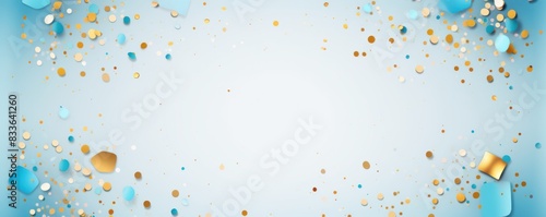 Blank frame background with confetti glitter and sparkles color colorful anniversary milestone celebration jubilee party with copy space banner