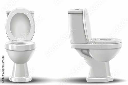 Toilet bowl icon, wc sign, restroom closet symbol, 3d realistic lavatory emblem on white background