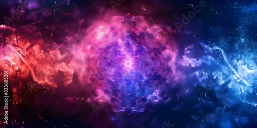 Discover the Unity of Sacred Geometry, Mindfulness, and Spiritual Awakening in the New Age. Concept Sacred Geometry, Mindfulness, Spiritual Awakening, New Age Movement, Unity